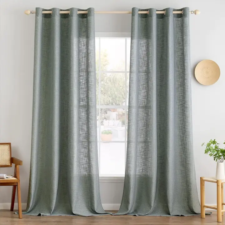 Juego de Cortinas de Translúcido de Dos Piezas con Ojales Cortinas para Dos Puertas de Balcón Cortinas para Salón Dormitorio 241x132cm (HxL) - 1