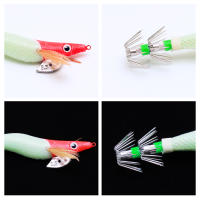 Jig De Calamar Rojo Simulacrum De Camarón De Madera Luminoso Con Anzuelo Doble Artesano Duro Para Pesca En Agua Salada - details 1