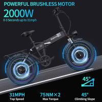 Ridstar H20 Pro Bicicleta eléctrica, motor de 1000W*2, batería de 48V 23AH, neumáticos gruesos de 20*4 pulgadas, velocidad máxima de 49km/h, alcance de 112km, freno de disco hidráulico, amortiguador delantero y trasero, Shimano de 7 velocidades - details 9