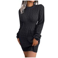 Vestido De Coctel Para Mujer Estilo Casual De Otoño/invierno Cuello Redondo Cintura Alta Abrigo Suéter De Alta Calidad Y Cómodo Vestido Manga Batwing De Polyester Silken Cintura Natural - details 1