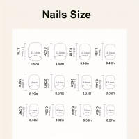 Kit De Uñas Postizas De Presión Para Mujeres Y Niñas 24 Piezas Juego De Uñas Postizas Cortas Cuadradas Con Diseño De Flores Geométricas Y Brillo Moda Oficina - details 1