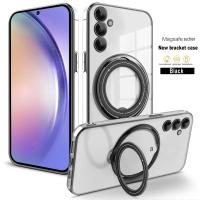Funda Transparente Magnética Para Samsung Galaxy A55 A25 A35 A15 A05 S A54 A34 A24 A14 A53 A23 A52 Con Anillo Soporte Platinado Compatible Con Carga Inalámbrica Magsafe Protección De Cámara - details 14