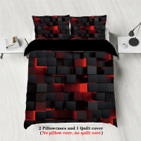 Juego De Cama Moderno 3 Piezas Rojo Transparente Con Efecto De Cuadrícula Para Adolescentes Y Adultos Incluye 1 Funda De Edredón Y 2 Fundas De Cojines - details 1