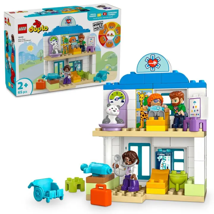 LEGO 10449 DUPLO Mi Ciudad Primera Vez: Visita al Médico, Kit Médico Infantil de Juguete con Hospital y 4 Figuras, Juego Educativo para Niños y Niñas de 2 Años o Más para Desarrollar la Motricidad Fina - 1