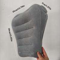 Cojín De Lumbar Inflable Gris Para Viajes De Larga Duración Cojín De Asiento De PU Para Avión Y Rail Cuello De Silla De Oficina Almohada De Lumbar De Tela Flocada - details 7