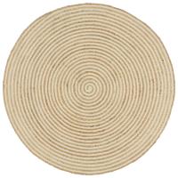 vidaXL Alfombra de yute tejida a mano diseño espiral blanco 120 cm Alfombras de área  Alfombra de Piso para Sala de Estar Dormitorio Habitación Salón - details 1