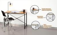 MAX Home Mesa Escritorio con estantería, 84 x 50 x 148 cm, Madera y Acero Negro, Tablero Perforado, Estantes, Oficina y Estudio, Estilo Industrial, Patas nivelables, Estable (18440) - details 0