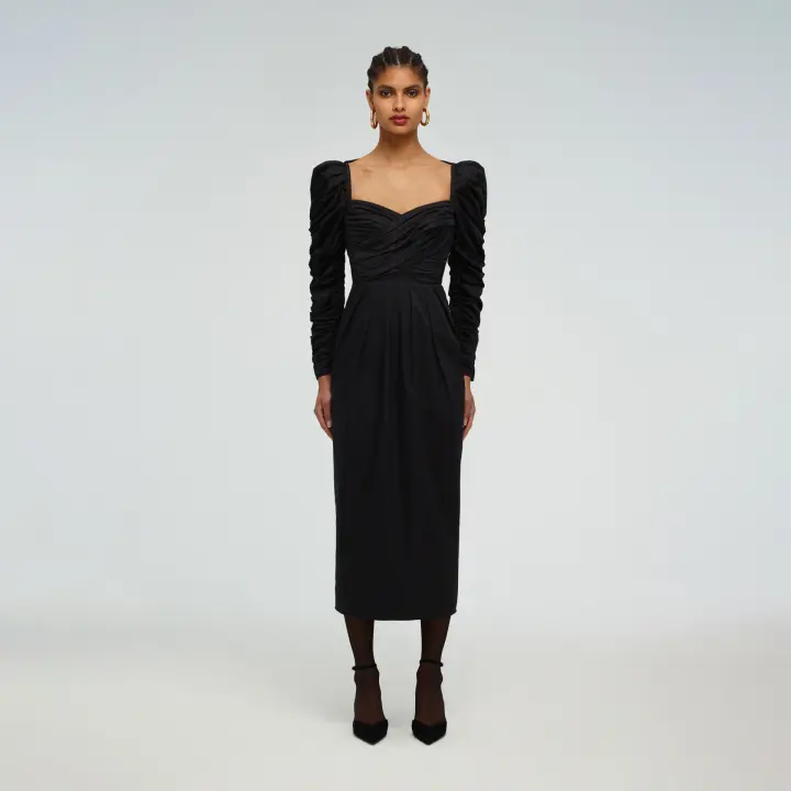 Vestido midi encaje negro - 1