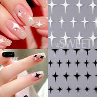Pegatinas De Uñas 3D Dorado Plateado Estrella Adhesivo Para Manicura DIY Decoraciones Brillantes Estilo Y2K Blanco Cruzado Estrella Luminoso - details 3