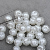 Botones De Perla Blanca JUNAO 8mm 10mm 12mm Decorativos De Plástico Con Rhinestones Para Costura Y Decoración De Vestidos - details 2