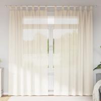 vidaXL Cortinas de gasa con trabillas 2 uds. en color Marrón/Verde manzana/Crema y más | protección solar decorativa para ventanas hogar oficina dormitorio fácil de instalar - details 2