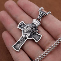 Colgante De Crisóstomo De Acero Inoxidable En Forma De Cruz Con Cadena Joyería De Moda Para Hombres Regalo Ideal - details 3