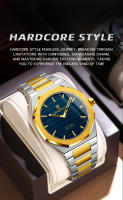 Reloj De Lujo Para Hombre Con Diamantes Y Luz Nocturna Calendario Doble Cuarzo Movimiento 41mm Azul Oro Acero Inoxidable Reloj De Moda Negocios Resistente Al Agua - details 0