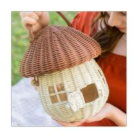 Cesta de almacenamiento de mimbre con tapa, decoración de setas de ratán, algodón, decoración Bohemia, regalo de día - details 3