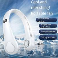 Leafless Hanging Neck Fan, Lazy And Convenient Mini Portable Outdoor Sports Rechargeable Fan White - details 1