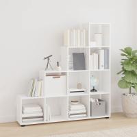 vidaXL Estantería forma de escalera madera contrachapada en color Roble ahumado/Marrón roble/Blanco brillante y más | almacenamiento funcional diseño moderno para baño dormitorio sala - details 2