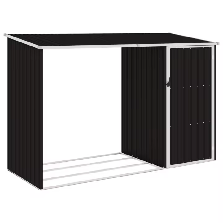 vidaXL Cobertizo de jardín leña marrón acero galvanizado 245x98x159cm - 1