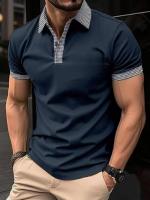 Camisa Polo Hombre Verano Color Sólido Cuello En V Botones Manga Corta Diseño Oversize Ropa Casual Negocios Prenda Transpirable - details 1