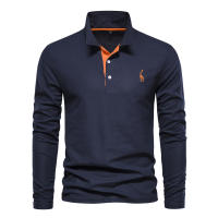 POLO de algodón con solapa nueva para hombre, camisa informal de moda con bordado de cervatillo, manga larga, primavera y otoño, 2024 - details 2
