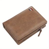 Billetera Corta Para Hombre Baellerry De Cuero PU Con Cremallera Y Bolsillo Para Monedas Capacidad Grande Estilo Vintage Porta Dinero Y Tarjetas - details 8