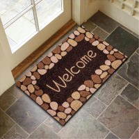 Alfombra De Entrada Decorativa Para Piso De Hogar Con Patrón De Piedra Y Madera Antideslizante Lavable Sencilla Lujo Ligero Para Baño Y Cocina - details 7