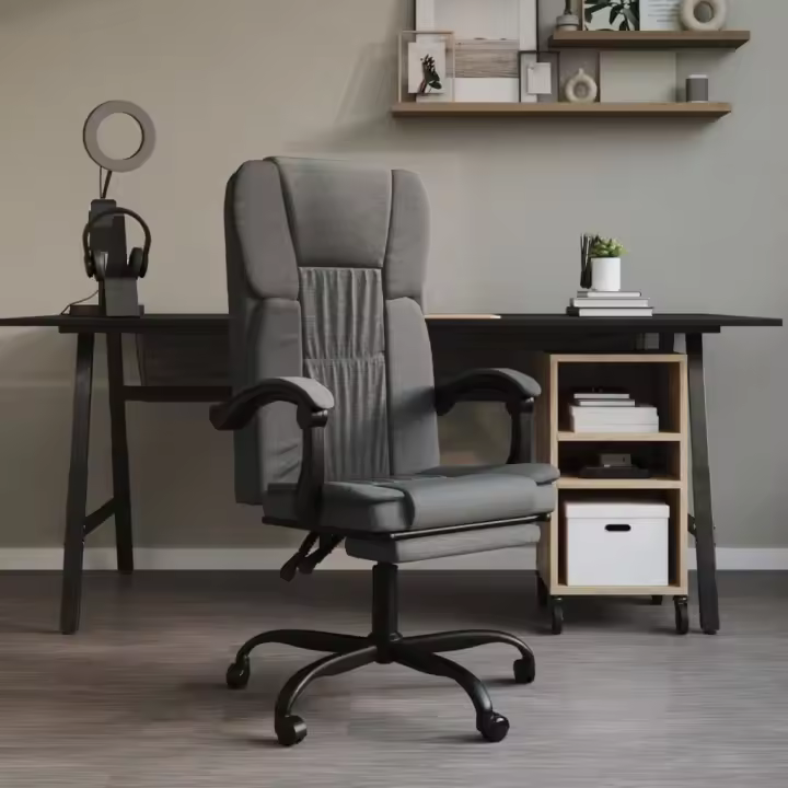 vidaXL Silla de oficina reclinable de tela en color Gris claro/Gris oscuro | cómodas modernas ergonómicas para comedor cocina salón hogar - 1