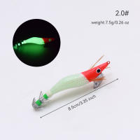 Jig De Calamar Rojo Simulacrum De Camarón De Madera Luminoso Con Anzuelo Doble Artesano Duro Para Pesca En Agua Salada - details 12
