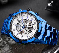 Reloj De Pulsera Deportivo De Lujo Para Hombre Forsining 2021 Acero Inoxidable Impermeable Con Caja Skeleton Movimiento Mecánico Transparente - details 11