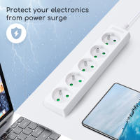 Aigostar Regleta alargador de 5 enchufes 16A 2P + E con cable de 3/5 metros e. Color Blanco - details 5