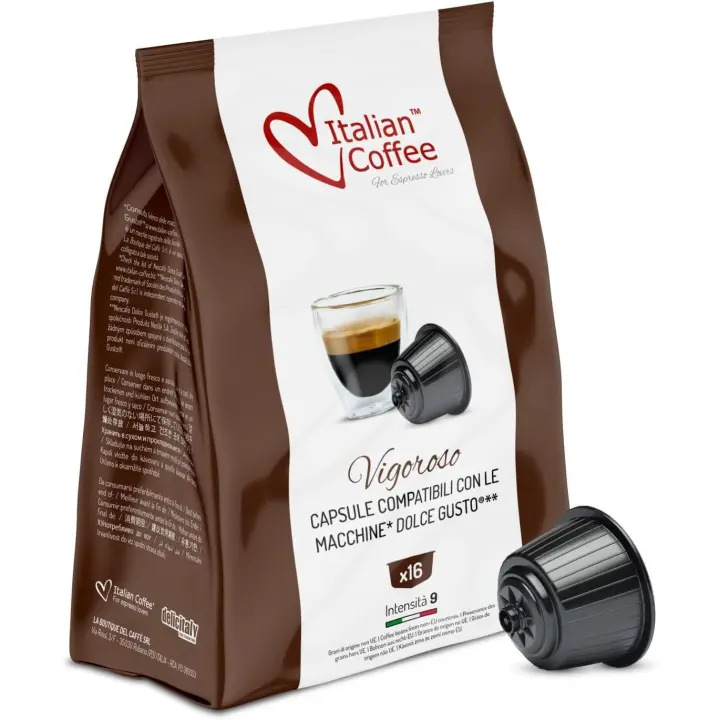 64 ( 4 X 16 ) Capsulas Compatibles Nescafè Dolce Gusto - Cafè Vigoroso Italian Coffee - Intensidad 9 - 1