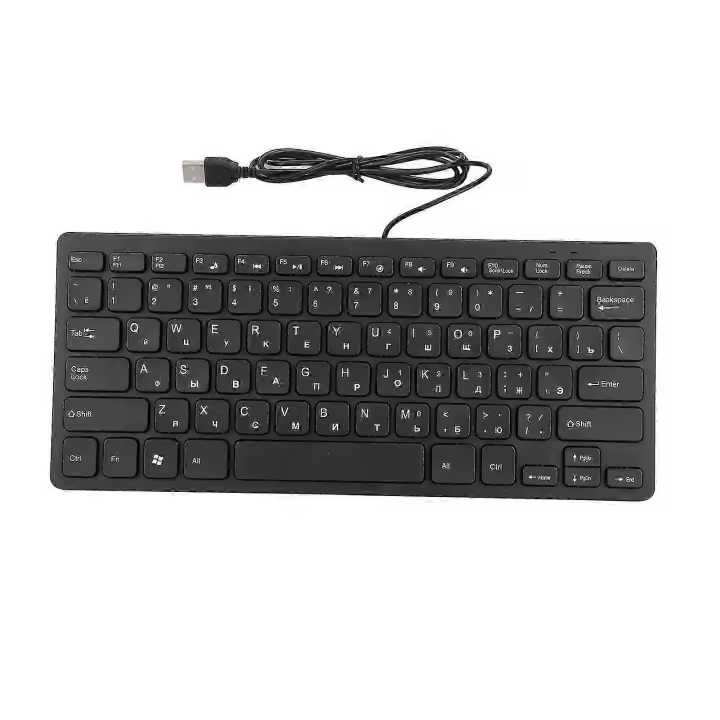 78-Key Ultra-Thin Russian Keyboard, Mute Wi Mini USB Desktop Keyboard - 1