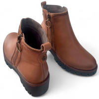 Botines de Piel Mujer Khloe Marín 3426 en Color Tabaco con Cremallera y Planta Acolchada Memory Foam - Ideal para Otoño-Invierno - details 3