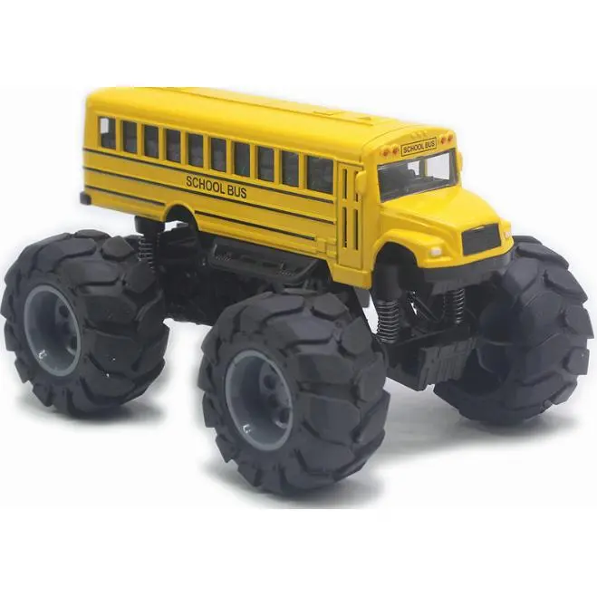 Camiones Monstruo de autobús Escolar a Escala 1:43, Amarillos, de metal, para niños. - 1