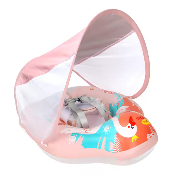 Anillo de natación para bebé, estilo cisne rosa, anillo para axilas, protección solar, anillo de natación para niños, transfronterizo - 1