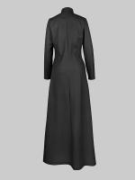 Vestido Midi De Noche Elegante Para Mujer Con Estampado De Flores Largo Manga Full Cuello Alto Negro Vestido A-Line Nueva Otoño 2024 - details 2