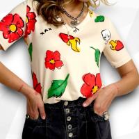 Camiseta Pico Estampado Floral Aire Retro - Flores y Calaveras - details 4