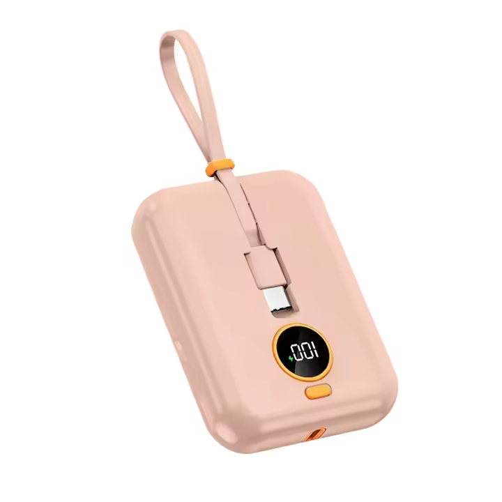 DAM. Powerbank 10.000mAh con carga rápida PD22,5W, cable USB-C y Lightning integrado. Pantalla led de carga. 8x2,5x6cm - 1