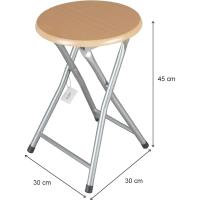 Maxia Market - Taburete Plegable de Madera - 30x45cm - Estructura Metálica - Ideal para Cocina, Terraza o Jardín - Color Natural - details 0