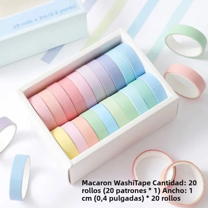 Set De 20 Rolls De Cinta Adhesiva Washi Para Manualidades Artesanías Empaquetado De Regalos Diario Scrapbooking Etiquetado Código Decoración - 1