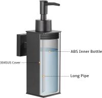 Dispensador de jabón montado en la pared de acero inoxidable 304 para la decoración del hogar (negro) - details 1