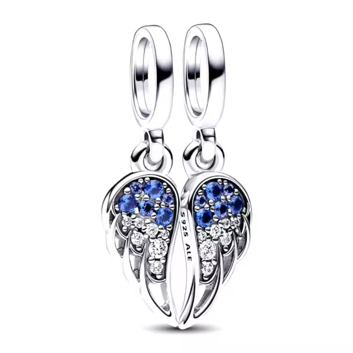 Pandora Charm de Colgante en Plata de Ley Alas de ángel brillantes y divisibles 792821C01，Incluye Caja Original - 1