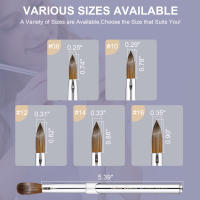 Cepillo De Uñas De Cabello Kolinsky 100 Pieza Con Mango De Metal Plata Para Manicura Y Extensión De Uñas Pincel Para Polvos De Gel Y Lámpara LED - details 2