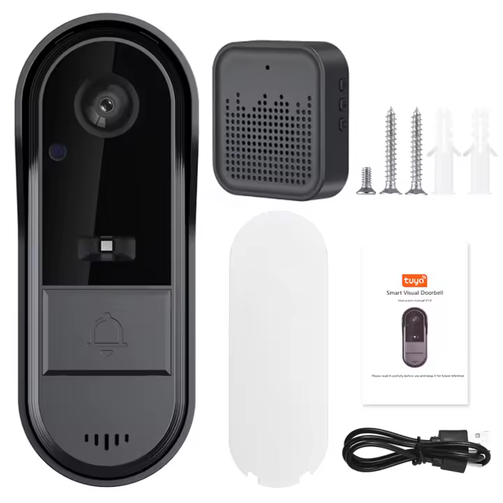 Cámara De Video Portero Inalámbrica Con Timbre Inalámbrico Audio Bidireccional Control Por Tuya APP Visión Nocturna 2.4G WiFi Solo Tarjeta TF - 1