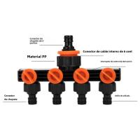 Conector De Riego Para Jardín 4 Caminos Divertor De Grifo Con Válvula Distribuidor De Agua Para Grifo De Exterior Riega - details 23