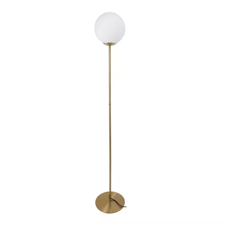 ALPINALUZ Lámpara de pie moderna de metal con bola cristal para sala de estar, estudio Casquillo E27 - 1