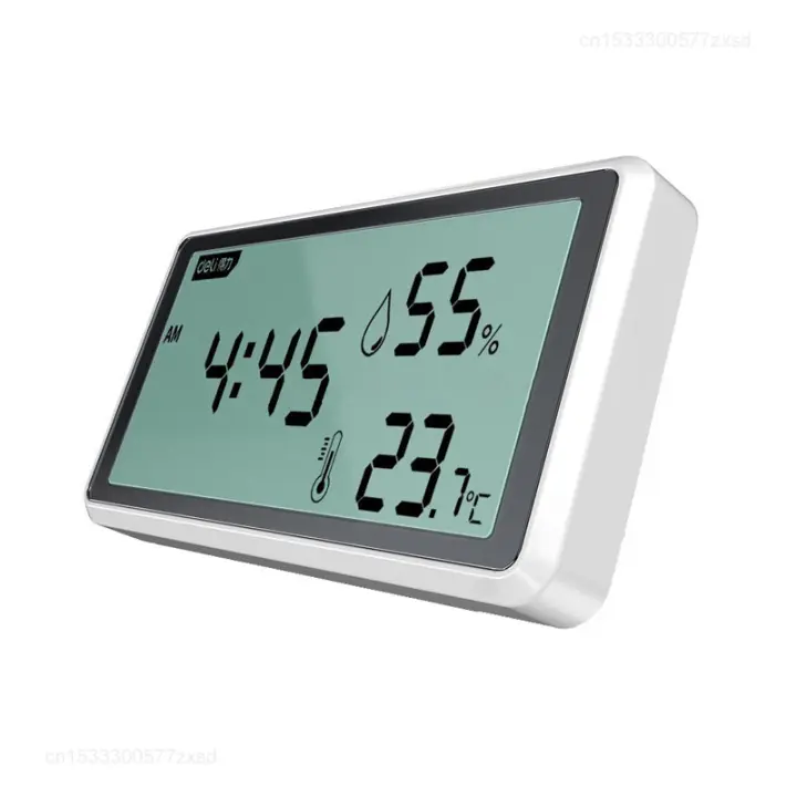 Estación Meteorológica Digital Deli Con Sensor Precisión Alta Y Función Reloj Tabla Muestra Temperatura Y Humedad LCD - 1