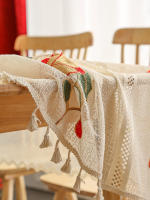 Mantel De Encaje Beige Con Campanas Afortunadas Lavable Para Fiesta Boda Pícnic Comida Decoración Estilo Pastoral Rectangular - details 3