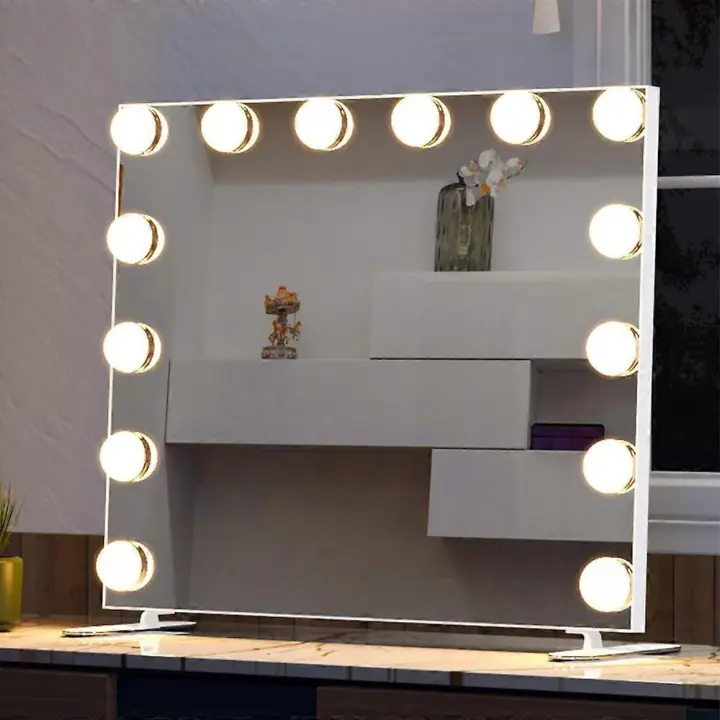 LED Mirror Light, Hollywood Style, Dimmable Make-Up Light, 6500 K Make-Up Light, Vanity Lamp, Mirror Lamp for Cosmetics Mirror, Pack of 14 Bulbs - 1