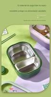 Caja de almuerzo, caja de almuerzo térmica duradera hecha de acero inoxidable, segura, portátil para oficina (verde) - details 8