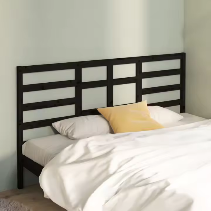 Cabecero de cama madera maciza de pino negro 206x4x104 cm - 1